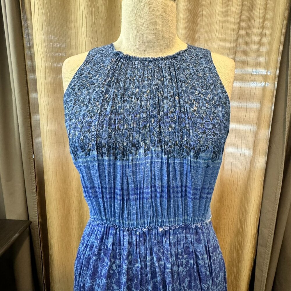 - Elie Tahari Silk Sheath Dress Floral Metallic Shimmer Flowy Sz 0    - 1C2044 - Picture 4 of 7